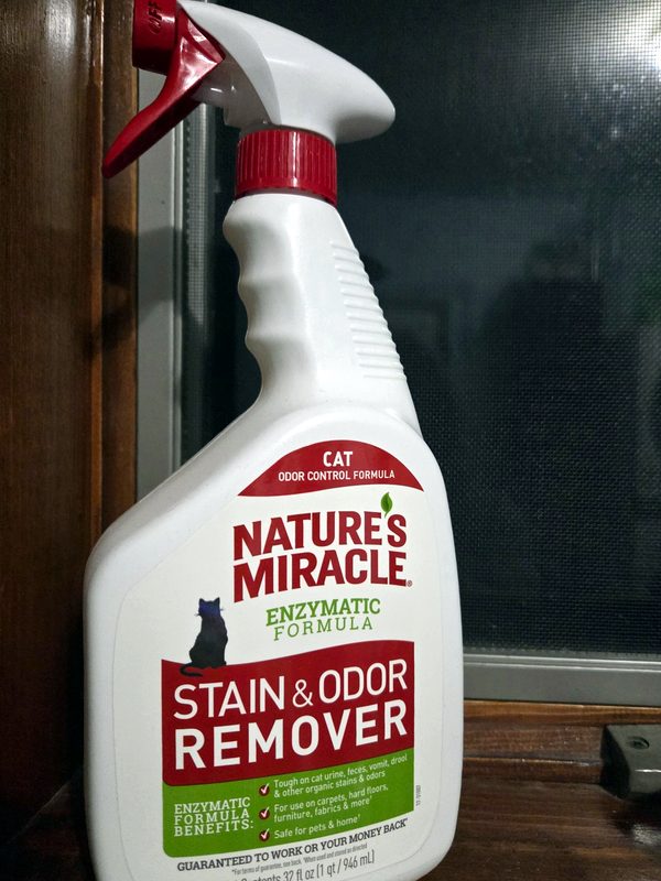 Nature's Miracle Cat Stain and Odor Remover spray bottle